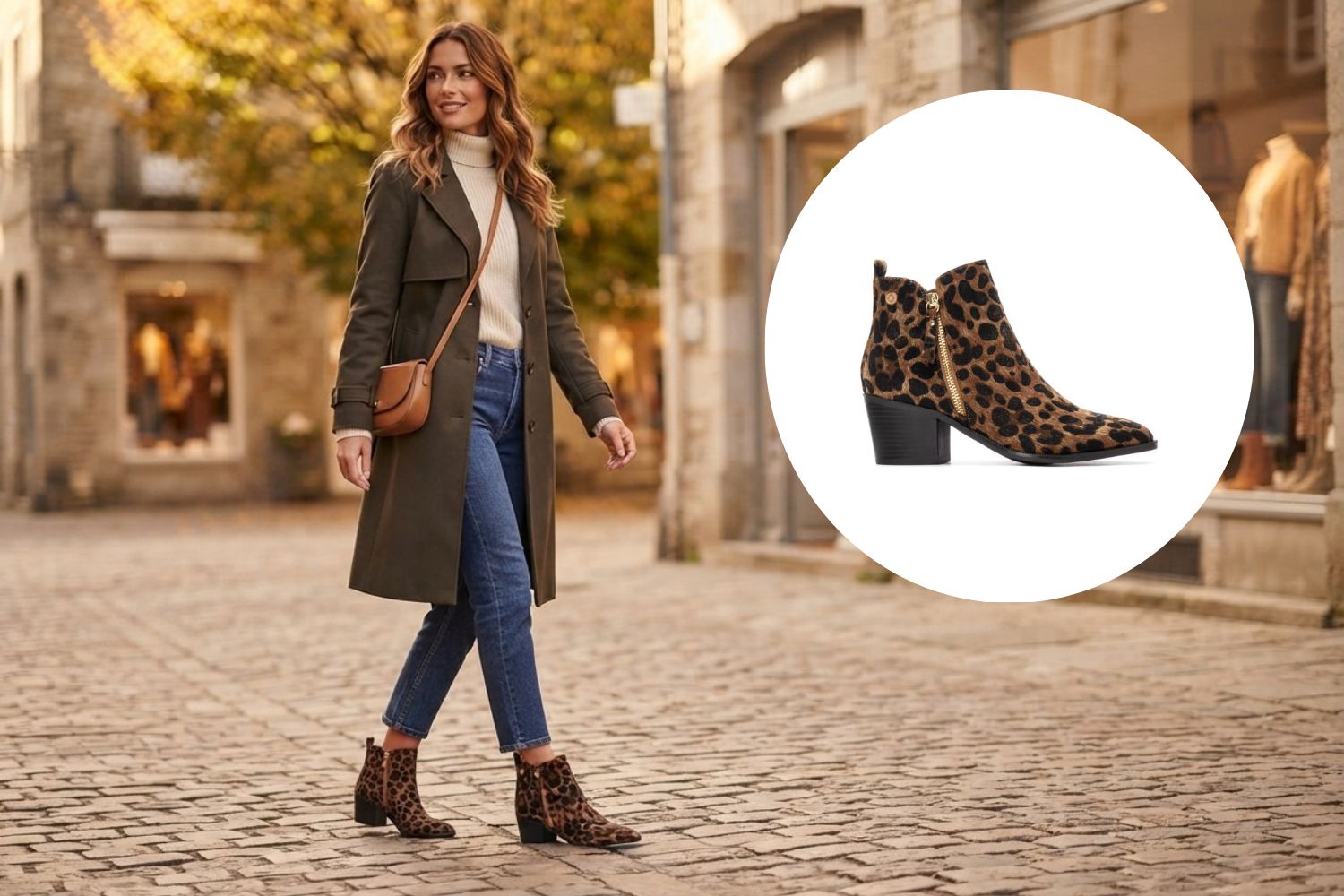 Xti semisove cizmy s leopardim vzorom camel 1500x1000
